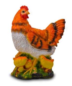 Гипсовая фигура для декора сада и дачи Курица с цыплятами