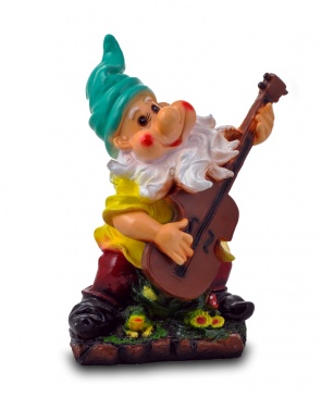 Гипсовая садовая фигурка Гном с гитарой