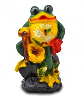 Гипсовая садовая фигурка Лягушка с цветами